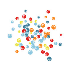 Vector Confetti Background Pattern. Element of design. Colored stylized berries on a black background
