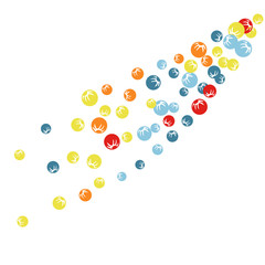 Vector Confetti Background Pattern. Element of design. Colored stylized berries on a black background