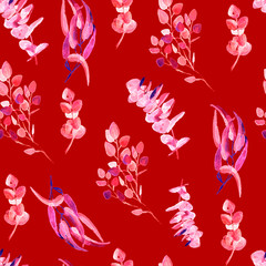 Eucalyptus Greenery Leaves Seamless Pattern.