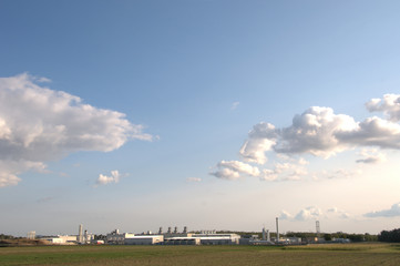 Fototapeta na wymiar Natural gas power plant / natural gas power plant distant view