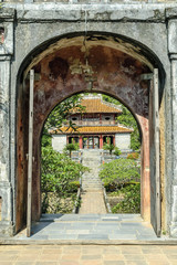 Fototapeta na wymiar sight of the interior of the complex of the tomb of the emperor Minh Mang in Hue, Vietnam.