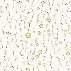 Cute seamless floral pattern. Spring or summer vector background