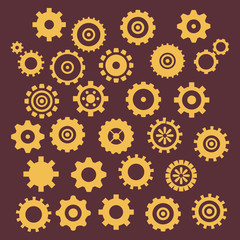 Gears and cogs. Icons set in vector.
