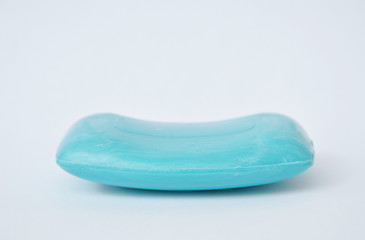 blue soap bar on white background