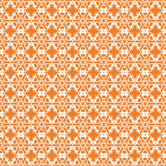 White floral seamless pattern on orange background