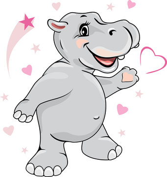 Happy enamored hippo