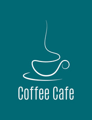 coffee cup logo on blue background