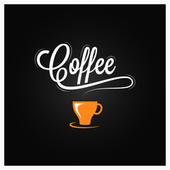 coffee cup logo. Coffee vintage lettering on dark background