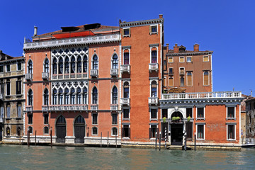 Fototapeta na wymiar Venice historic city center, Veneto rigion, Italy - view on the Palazzos buildings along the Grand Canal