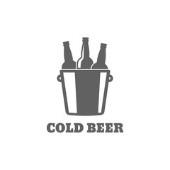 Beer bottle logo. Cold beer icon on white background