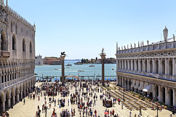 Venice historic city center, Veneto rigion, Italy - view on the San Marco Square - and the Doge’s Palace by the Grand Canal