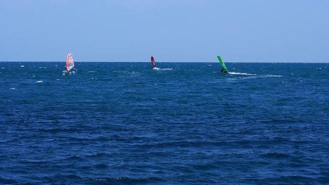 Windsurfing on the sea