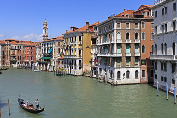 Venice historic city center, Veneto rigion, Italy - view on the Palazzo residences with vaporetto...