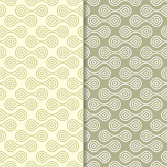 Olive green geometric seamless patterns