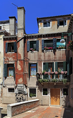 Venice historic city center, Veneto rigion, Italy - streets and tenement houses of the San Marco district