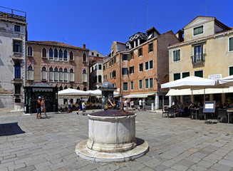 Venice historic city center, Veneto rigion, Italy - streets and tenement houses of the San Marco...