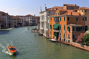 Venice historic city center, Veneto rigion, Italy - view on the Palazzos buildings along the Grand...