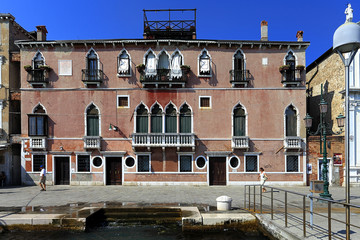 Venice historic city center, Veneto rigion, Italy - Palazzo buildings at the Fondamenta Zattere Ai...