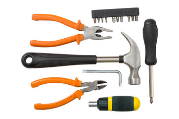 Set. tool for construction. repairs. Isolated. Working. For your design.