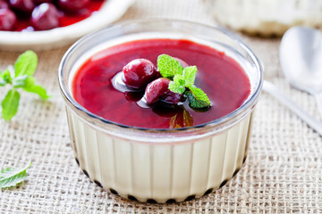Panna Cotta Dessert With Cherries