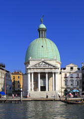 Venice historic city center, Veneto rigion, Italy - the Grand Canal and San Simeon Piccolo church