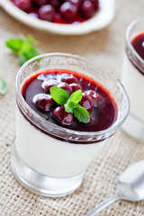 Panna Cotta In A Glass With Cherries