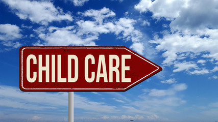 Child care metallic vintage sign