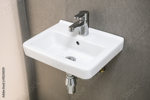 White Small Low Cost Washbasin In Small Apartment Washbasin