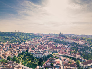 Areal shot of Prague old town