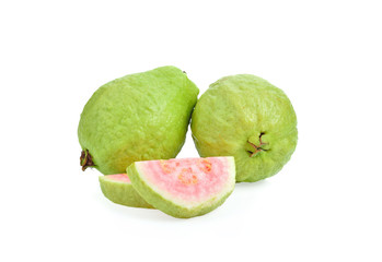 Fresh guava fruit on white background