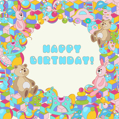 Happy Birthday vector colorful baby toy illustration