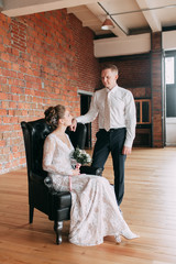 Wedding in the European style in the studio and on the street.Loft style