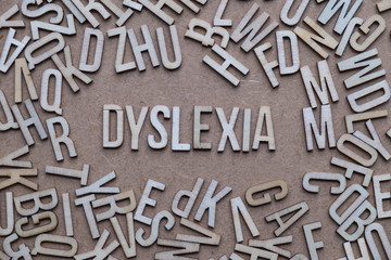Dyslexia concept, word spelled out in wooden letters
