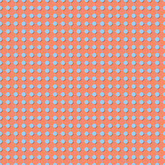 Coral And Blue Dot Seamless Pattern On Grid