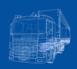 European truck outlined vector