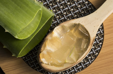 leaves and crystals of aloe vera
