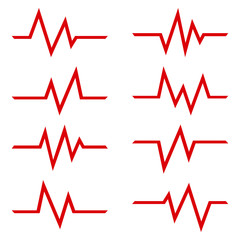 Set of signs heartbeat, outline design. Vector illustration