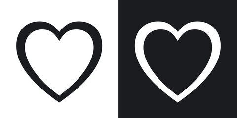 Vector heart icon. Two-tone version on black and white background
