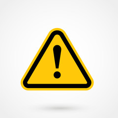 Yellow Warning Dangerous attention icon icon, danger symbol, filled flat sign, solid pictogram, isolated on white. Exclamation mark triangle symbol, logo.