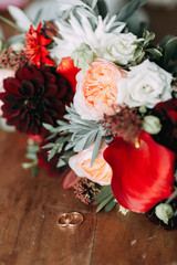 Wedding in the European style in the studio and on the street.Studio in Scandinavian style