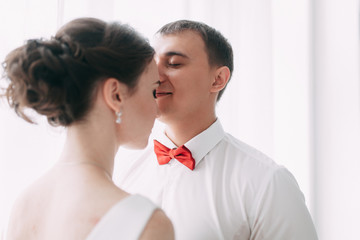 Wedding in the European style in the studio and on the street.Studio in Scandinavian style