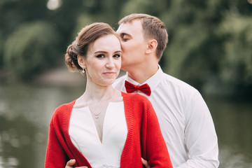 Wedding in the European style in the studio and on the street.Studio in Scandinavian style