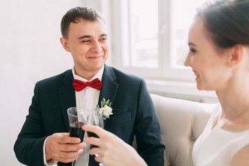 Wedding in the European style in the studio and on the street.Studio in Scandinavian style