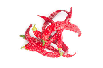 Red hot chili peppers isolated on white background