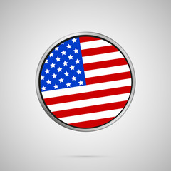 USA Flag On Round Metallic Medal Template Vector