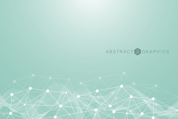 Structure molecule and communication. Dna, atom, neurons. Scientific concept for your design. Connected lines with dots. Medical, technology, chemistry, science background. Vector illustration.