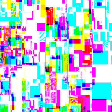 Abstract chemical glitching effect. Random digital signal error. Abstract contemporary texture background colorful pixel mosaic. Element of design for a trendy poster, music cover, business card.