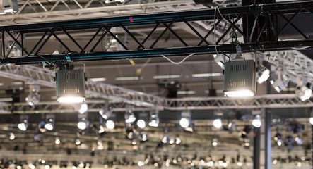 Bright lights in an exhibition hall