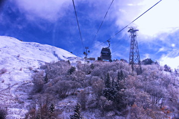Cable car in the mountains of the North Caucasus