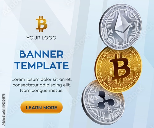 Crypto Currency Editable Banner Template Bitcoin Ethereum Ripple - 